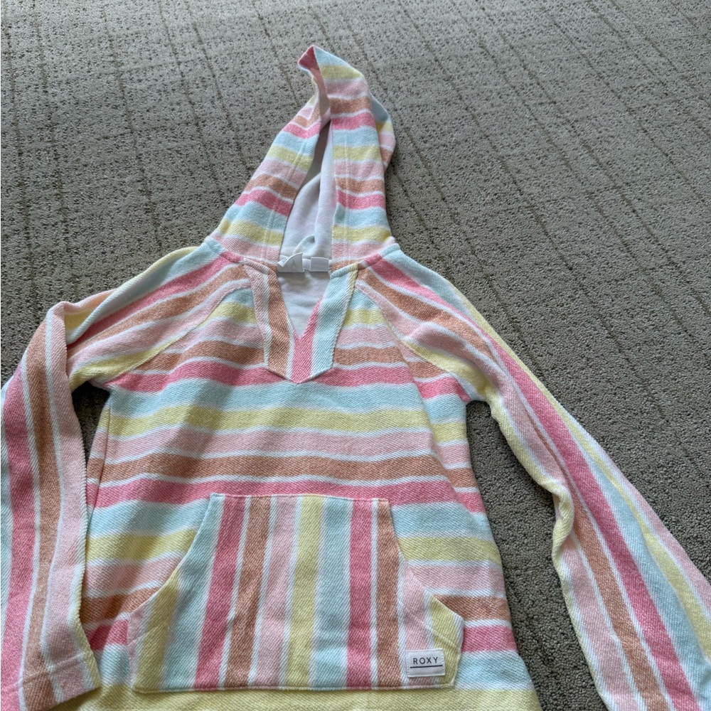 Roxy Pastel Striped V-Neck Sweater